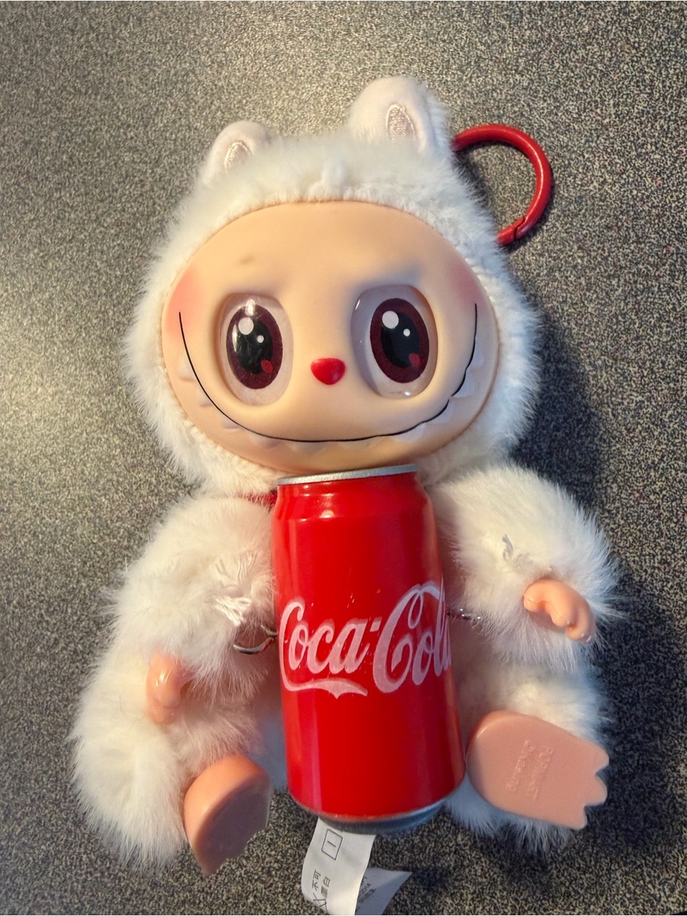 Coca-Cola Labubu Plush Doll Keychain with Red Can